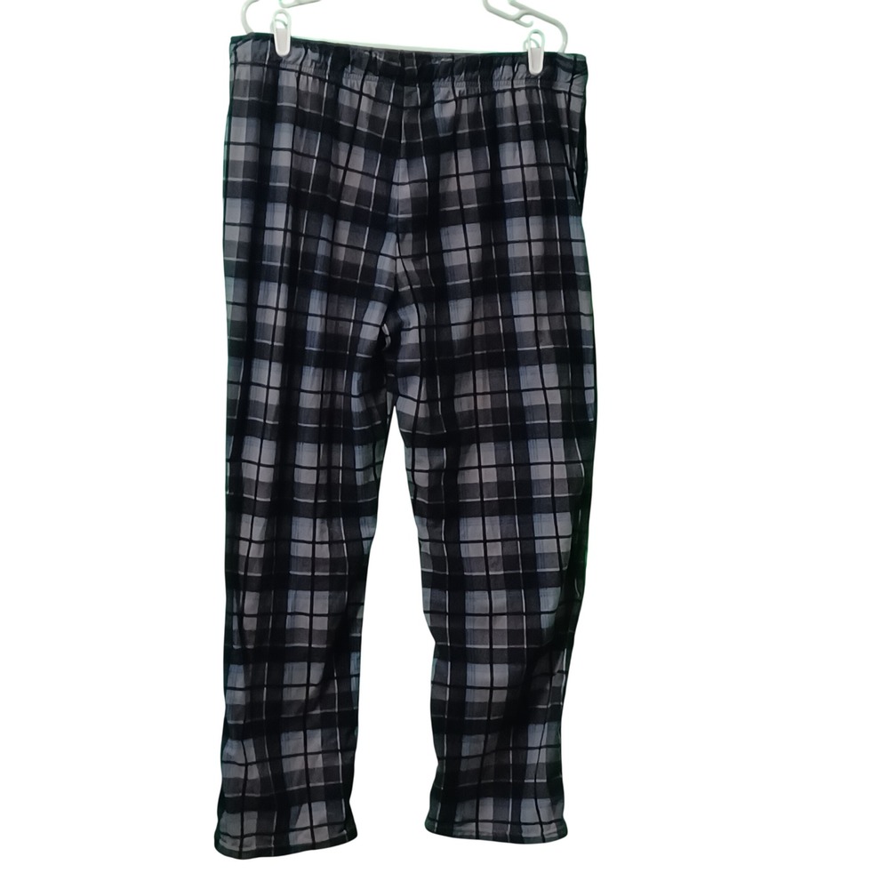 Cuddl Duds Mens XL Pajama Pants Blue Black Plaid Fleece Lounge Sleepwear Relaxed